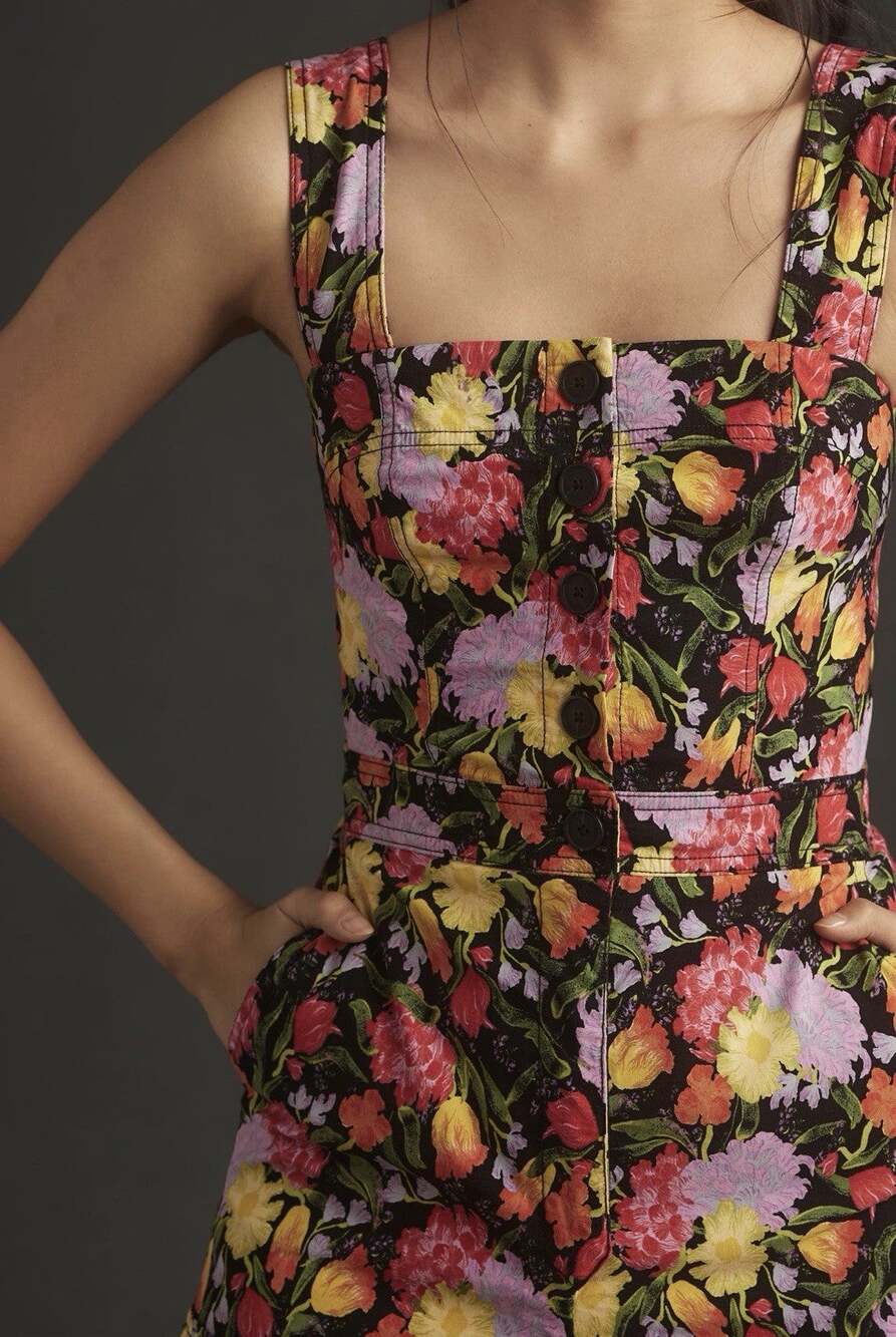 Yukiko Nortake Maeve Anthropologie Portside Floral Romper Shorts Size 4